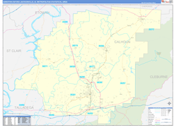 Anniston-Oxford-Jacksonville Metro Area Wall Map Basic Style 2024